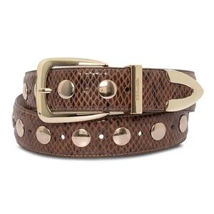 Steve Madden Brown Snakeskin Textured Belt with Gold Hardware Size M NWT